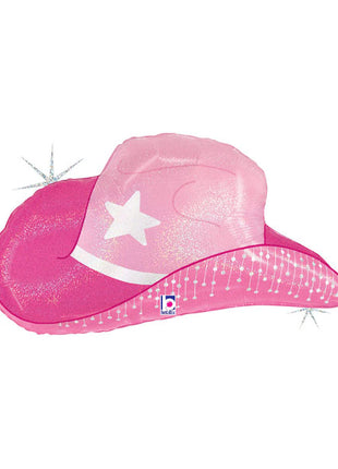 26in Betallic Pink Cowgirl Hat Balloon