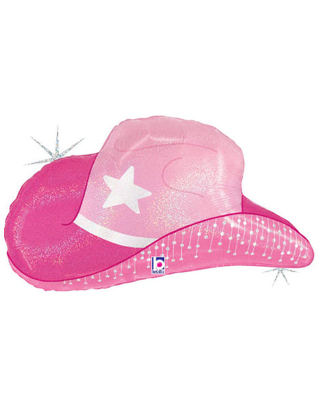 26in Betallic Pink Cowgirl Hat Balloon