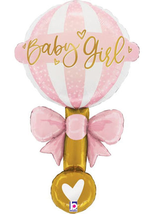 35in Betallic Satin Baby Girl Rattle Balloon