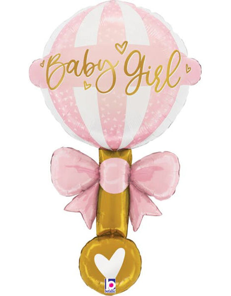 35in Betallic Satin Baby Girl Rattle Balloon