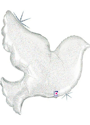 31in Betallic Pearl White Dove Balloon - Joker Party Supply