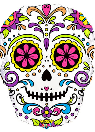 27in Betallic White Sugar Skull Balloon