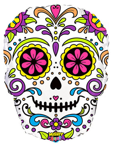 27in Betallic White Sugar Skull Balloon