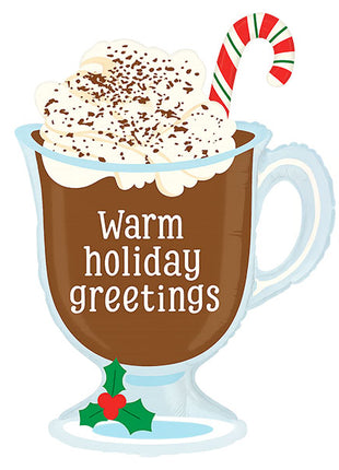 36in Betallic Warm Holiday Greetings Hot Chocolate Balloon