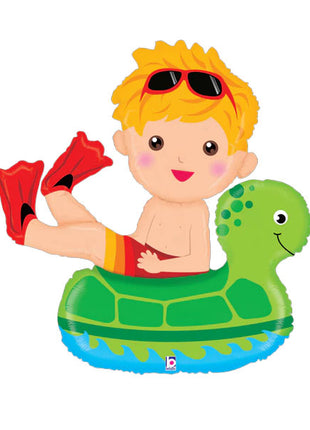 42in Betallic Swimming Boy Floatie Balloon - Joker Party Supply