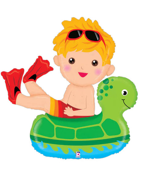 42in Betallic Swimming Boy Floatie Balloon - Joker Party Supply