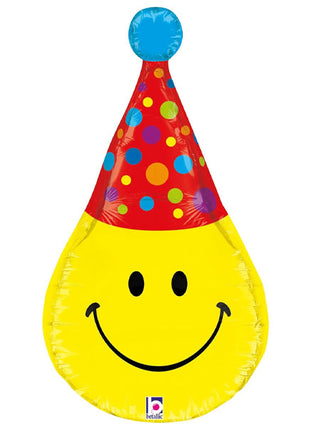 33in Betallic Dimensional Smiley Party Hat Balloon