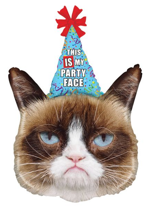 29in Betallic Grumpy Cat Party Face Balloon - Joker Party Supply