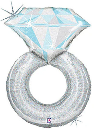 31in Betallic Holographic Platinum Wedding Ring Balloon - Joker Party Supply