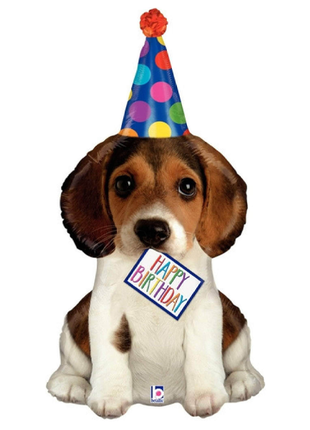 37in Betallic Happy Birthday Puppy Balloon - Joker Party Supply