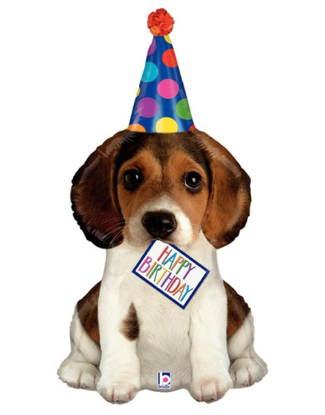 37in Betallic Happy Birthday Puppy Balloon - Joker Party Supply