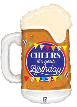 29in Betallic Cheers Birthday Beer Balloon