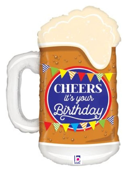 29in Betallic Cheers Birthday Beer Balloon