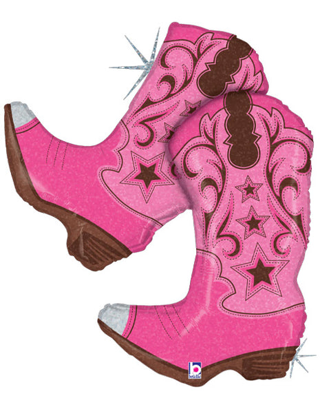 36in Betallic Pink Dancing Boots Balloon - Joker Party Supply