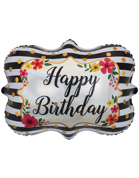 30in Betallic Floral Frame Birthday Balloon