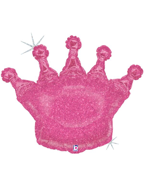 36in Betallic Glittering Pink Crown Balloon - Joker Party Supply