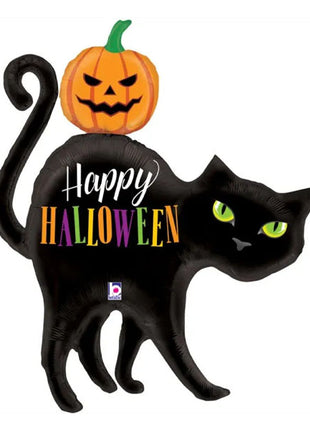44in Betallic Happy Halloween Black Cat Balloon