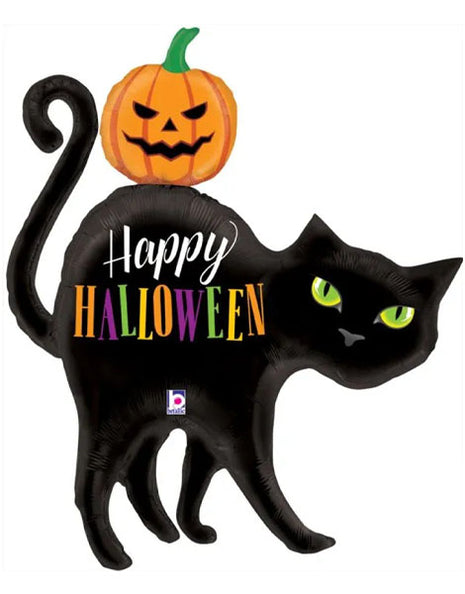 44in Betallic Happy Halloween Black Cat Balloon