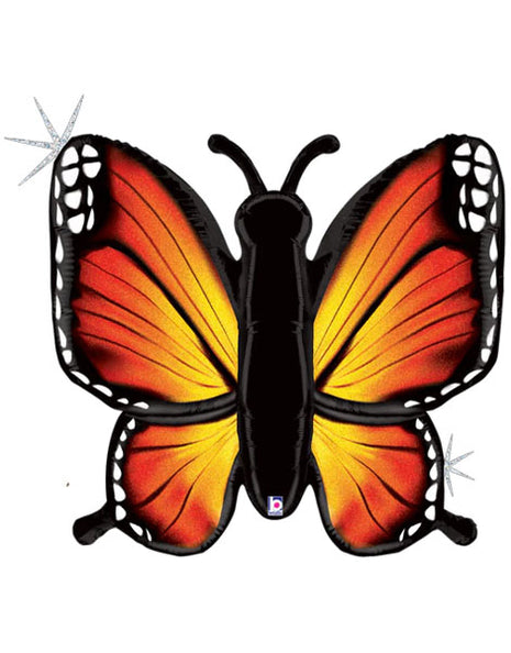 32in Holographic Orange Radiant Butterfly Balloon - Joker Party Supply