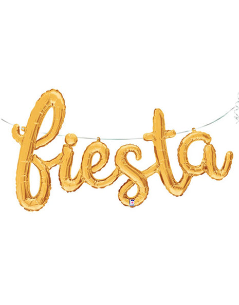 53in Betallic Air-Filled Gold Fiesta Script Balloon - Joker Party Supply
