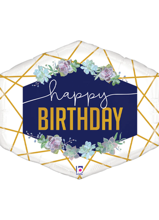 25in Betallic Geo Navy Birthday Balloon - Joker Party Supply