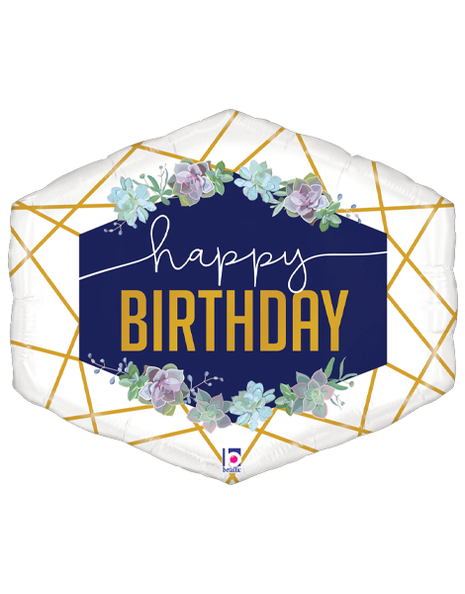 25in Betallic Geo Navy Birthday Balloon - Joker Party Supply