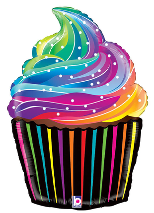 27in Betallic Rainbow Cupcake Balloon - Joker Party Supply