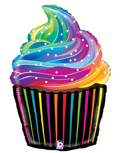 27in Betallic Rainbow Cupcake Balloon - Joker Party Supply