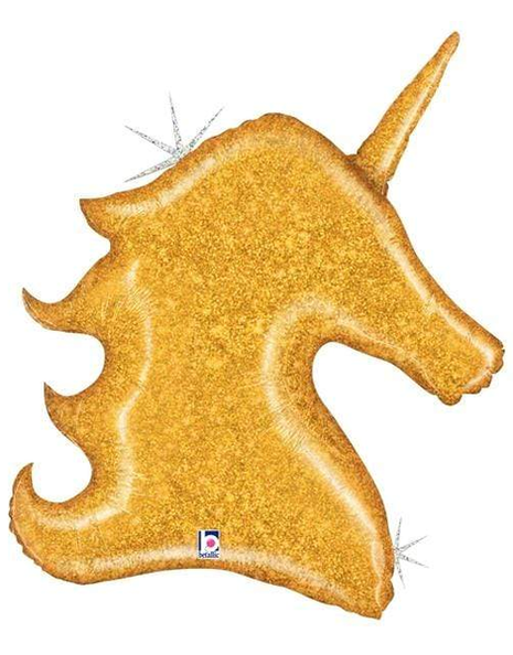 38in Betallic Gold Glitter Unicorn Balloon - Joker Party Supply