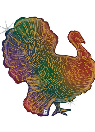 Globo holográfico de pavo con purpurina betálica de 31 pulgadas