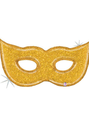 51in Betallic Holographic Gold Glitter Mask Balloon - Joker Party Supply