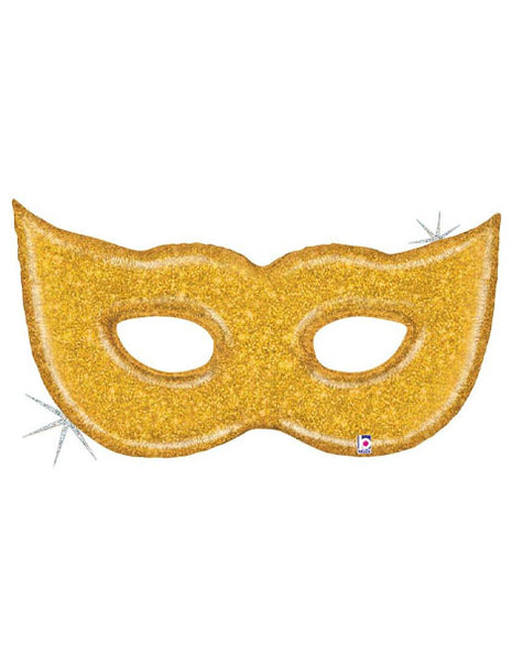 51in Betallic Holographic Gold Glitter Mask Balloon - Joker Party Supply