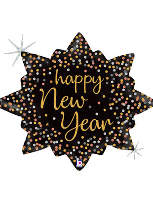 32in Betallic Holographic New Year Confetti Burst Balloon - Joker Party Supply