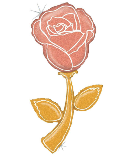 60in Betallic Holographic Rose Gold Rose Balloon - Joker Party Supply