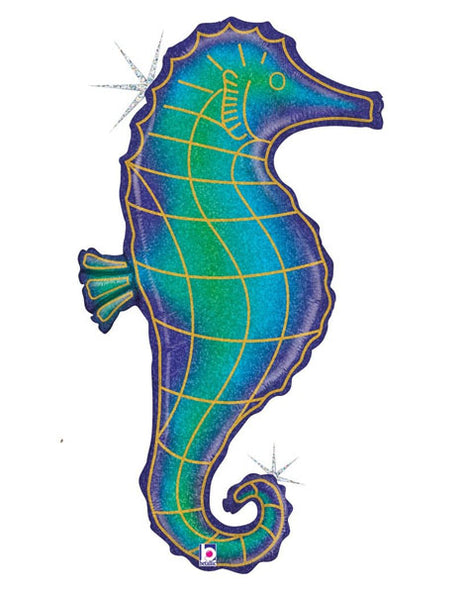 36in Betallic Holographic Seahorse Balloon - Joker Party Supply