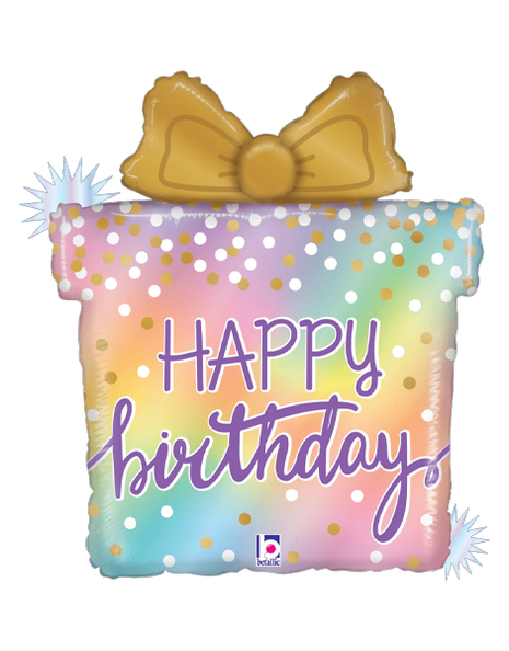23in Betallic Opal Birthday Present Balloon - Joker Party Supply