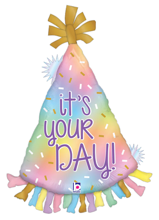 34in Betallic Holographic Opal Party Hat Balloon - Joker Party Supply