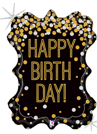 34in Betallic Metallic Happy Birthday Frame Balloon - Joker Party Supply