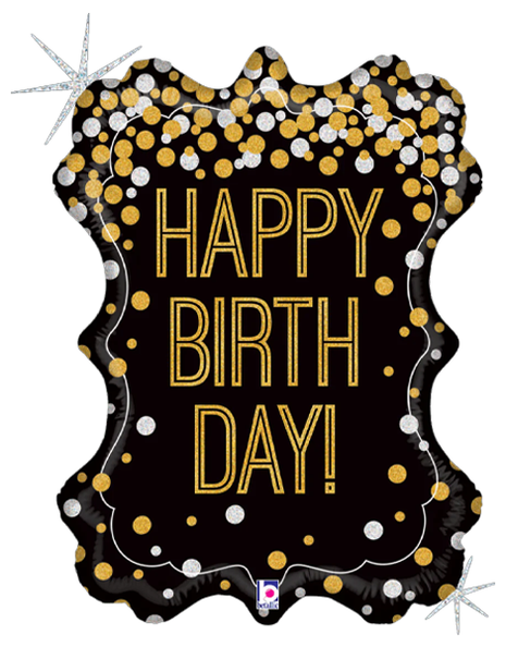 34in Betallic Metallic Happy Birthday Frame Balloon - Joker Party Supply