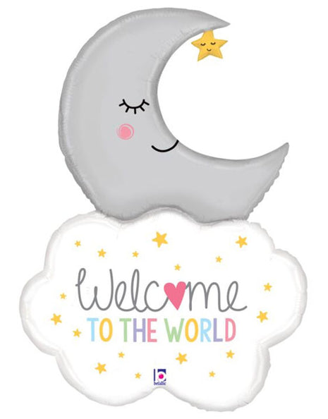 42in Bedtallic Welcome Baby Moon Balloon
