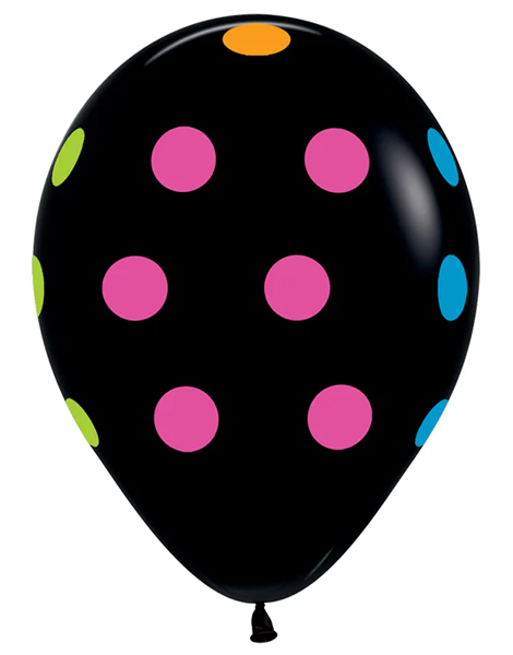 11in Sempertex Multi Color Polka Dots 50ct - Joker Party Supply
