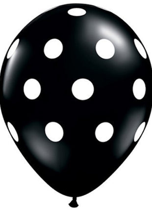 11in Sempertex Deluxe Black Polka Dots 50ct