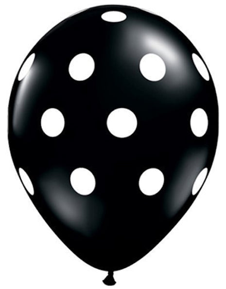 11in Sempertex Deluxe Black Polka Dots 50ct