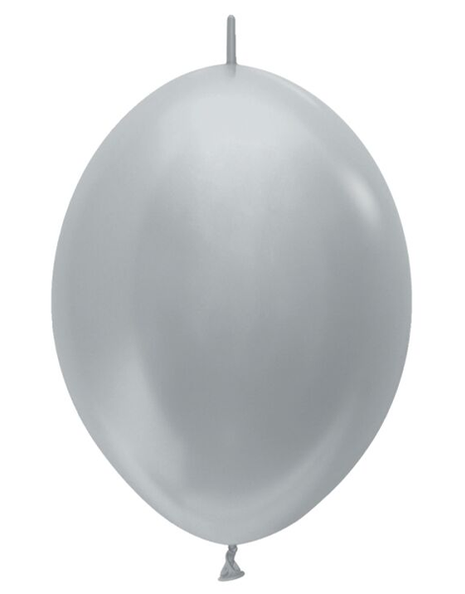 12in Sempertex Link-O-Loon Metallic Silver 50ct - Joker Party Supply