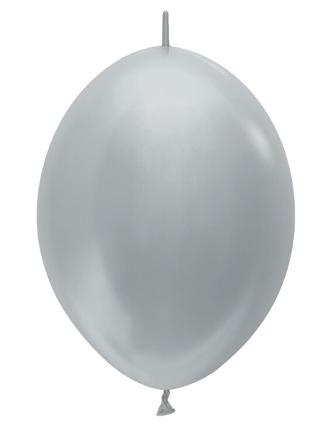 6in Sempertex Link-O-Loon Metallic Silver 50ct - Joker Party Supply