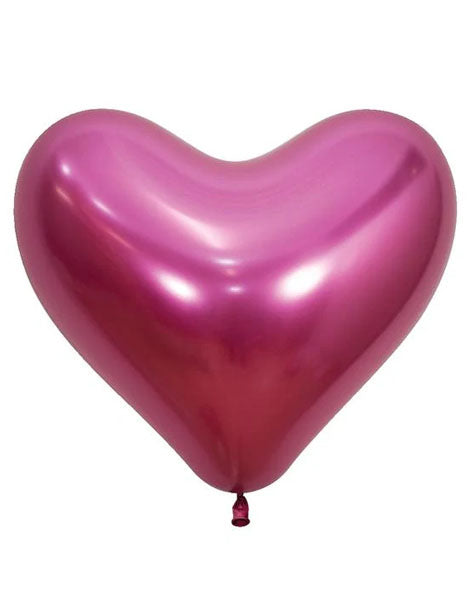 14in Sempertex Reflex Fuchsia Heart 50ct - Joker Party Supply