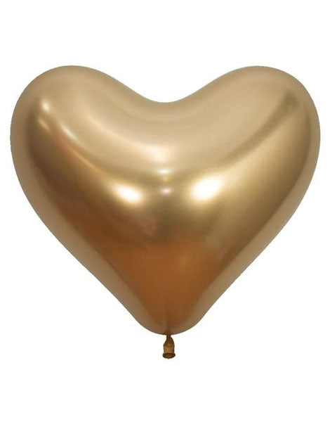 14in Sempertex Reflex Gold Heart 50ct - Joker Party Supply