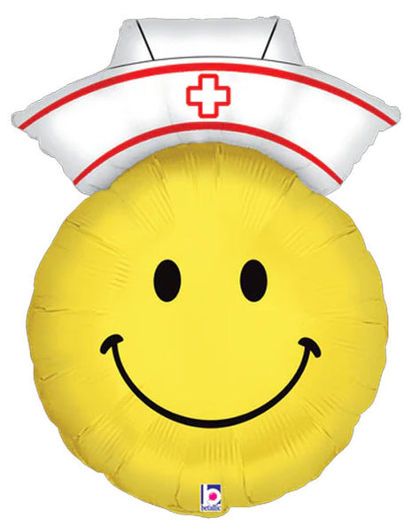 28in Betallic Smiley Nurse Balloon - Joker Party Supply