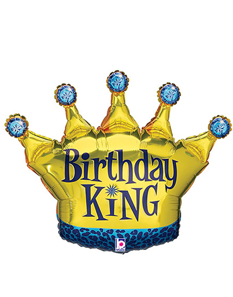 30in Betallic Birthday King Crown Balloon - Joker Party Supply