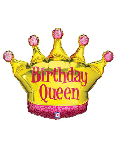 30in Betallic Birthday Queen Crown Balloon - Joker Party Supply